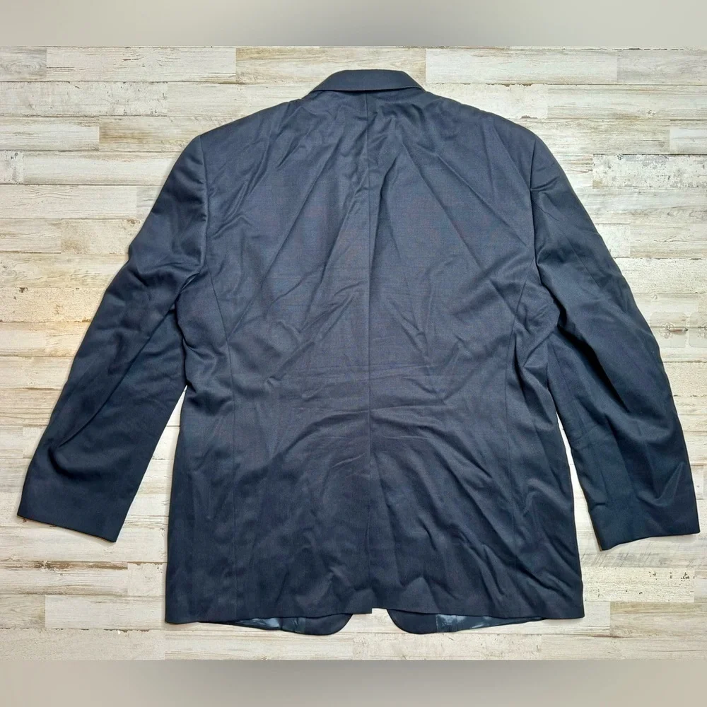 Stafford Executive Navy Blazer Jacket Metal Buttons 100% Wool 48L